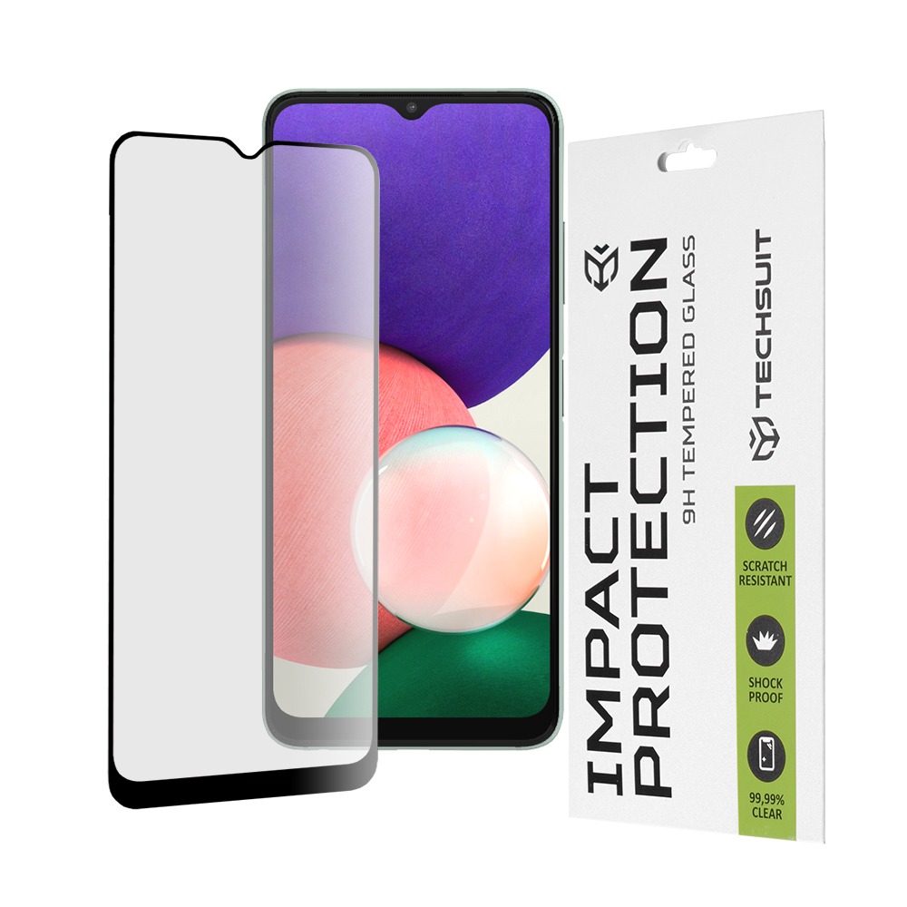 Калъф за Samsung Galaxy A22 5G - Techsuit 111D Full Cover / Full Glue Glass - Черен