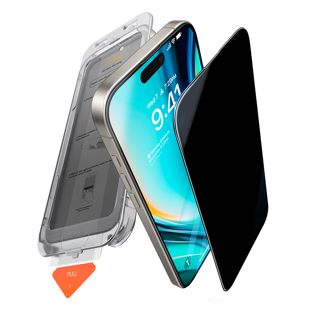 Калъф за iPhone 16 Pro - Torras GlassGo Install Master Privacy - Черен