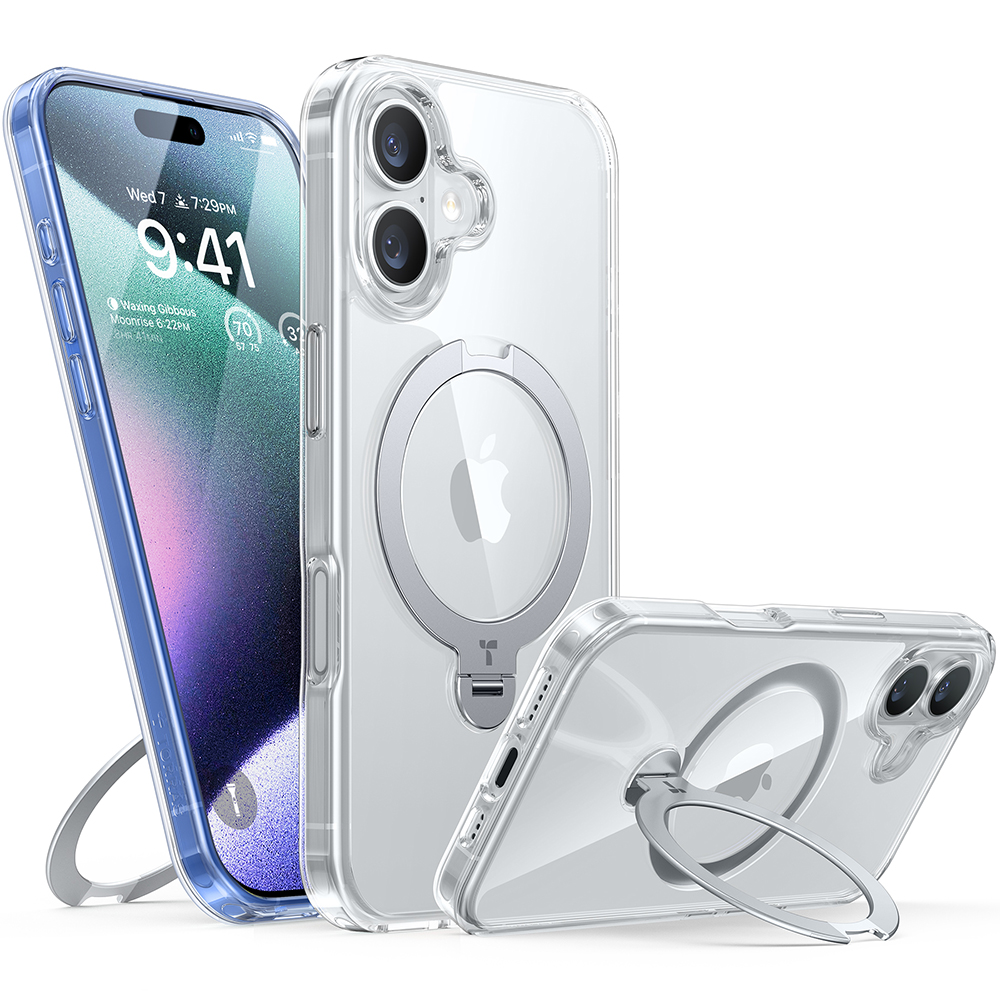Калъф за iPhone 16 - Torras Ostand Spin MagSafe Series - Прозрачен