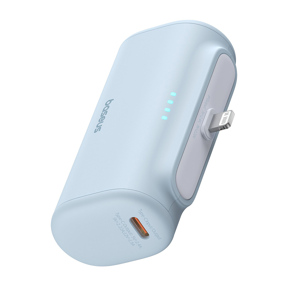 Power Bank за телефон, Lightning, 20W, 5000mAh, Type-C кабел - Baseus (P10068307413-00) - Син