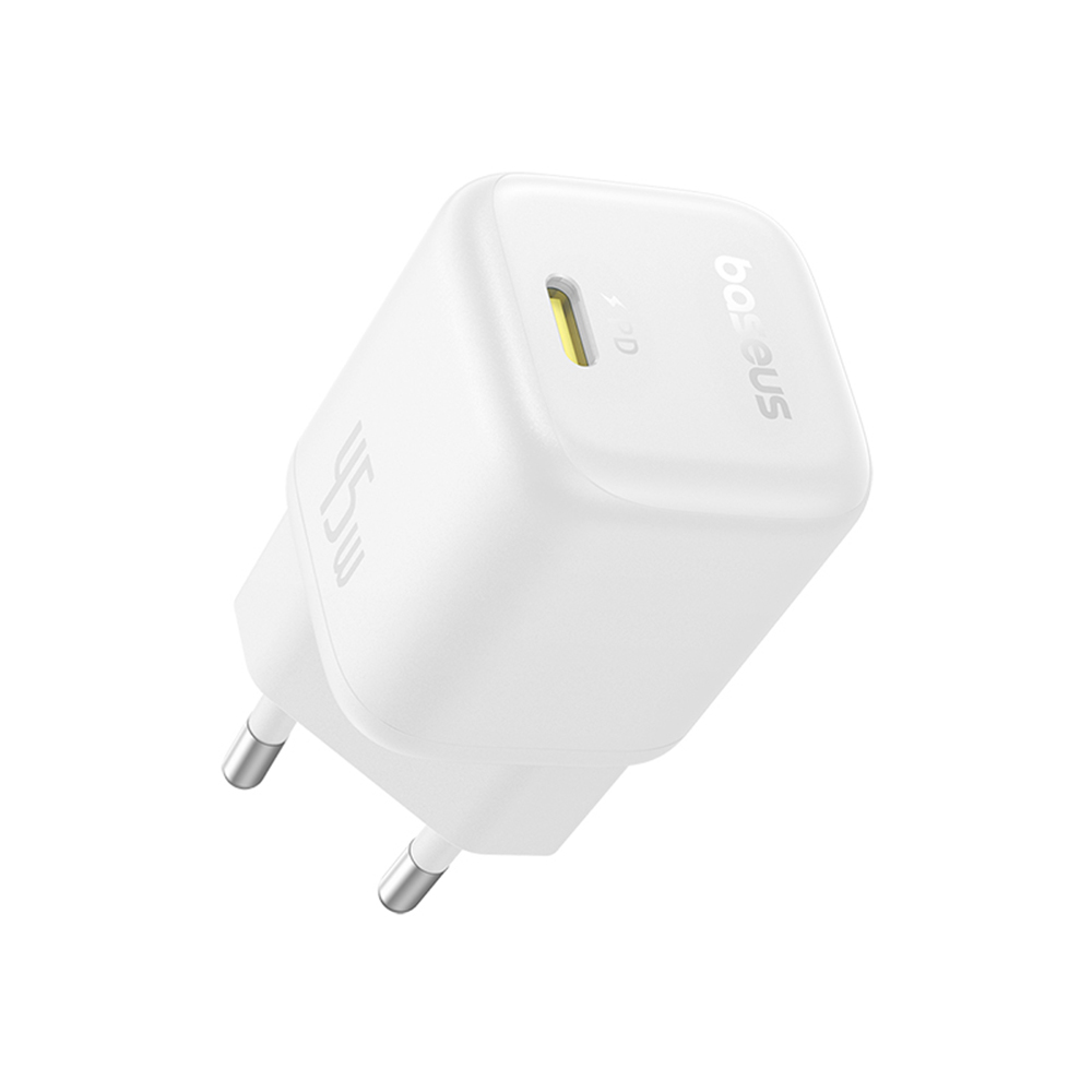 Захранване за Plug, 45W, USB-C, GaN - Baseus PicoGo (P10176800213-00) - Moon Бял