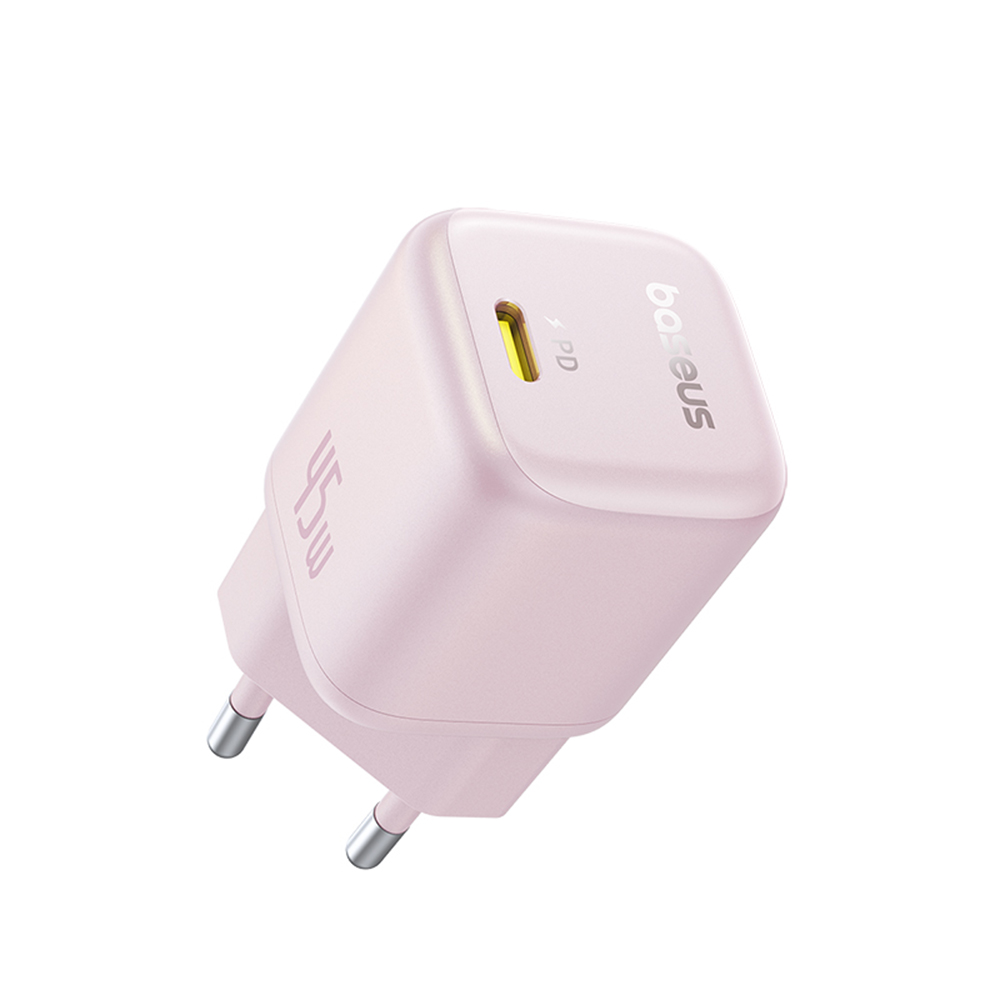 Захранване за Plug, 45W, USB-C, GaN - Baseus PicoGo (P10176800413-00) - Baby Розов