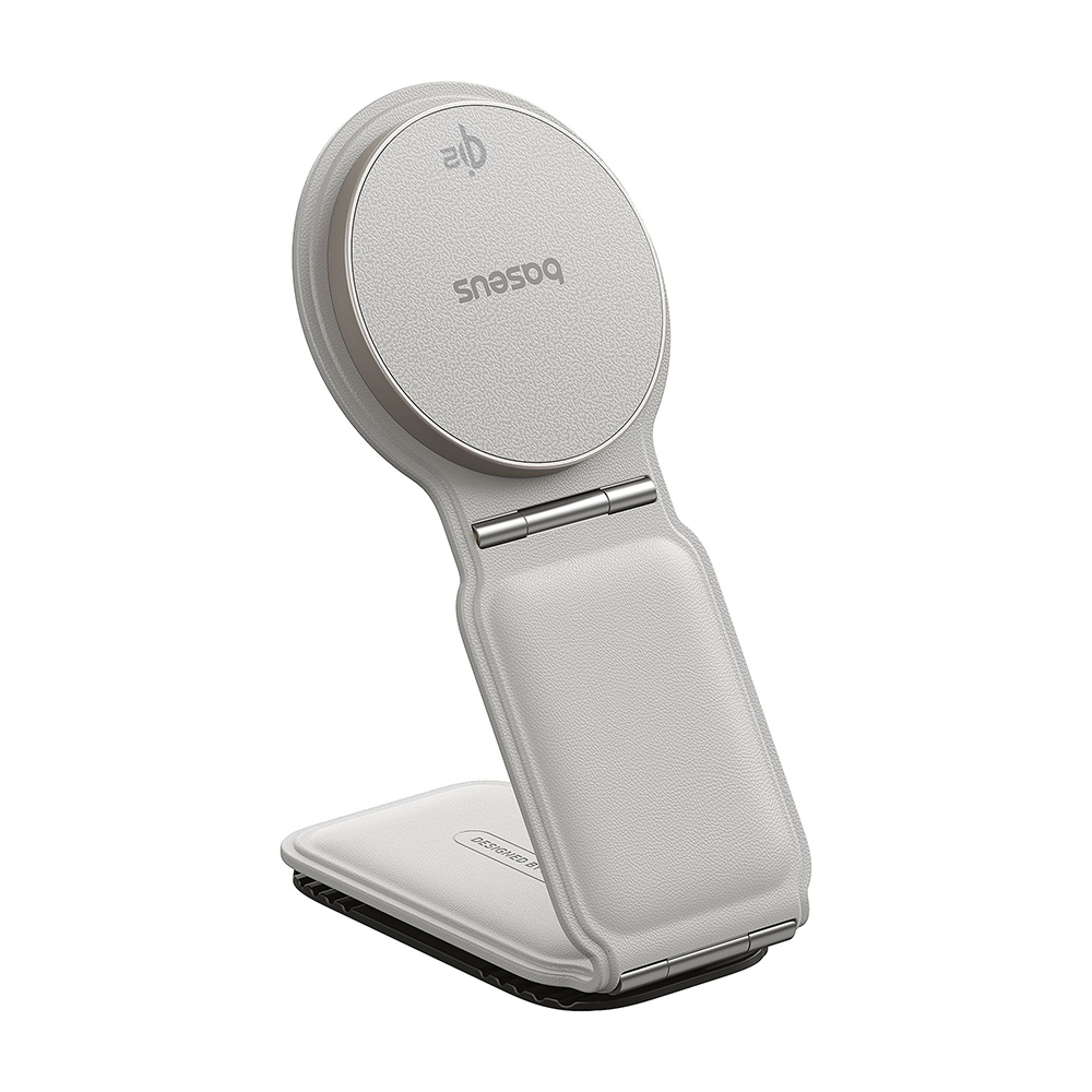 Стойка за телефон за кола, безжична, 15 W, магнитна, за табло - Baseus PrimeTrip C02 (C40169003211-00) - лунно бяло
