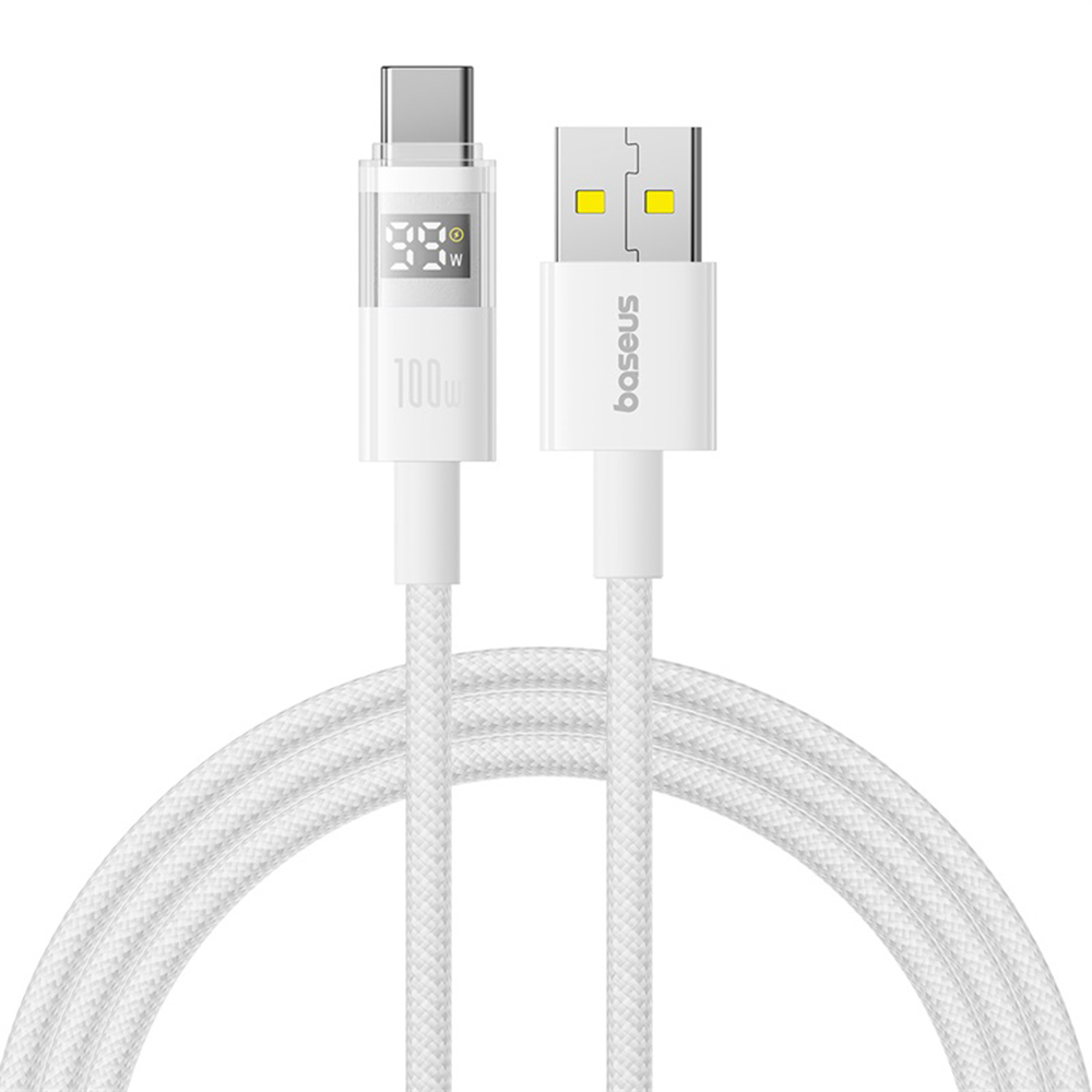 Кабел за данни за цифров дисплей, USB към Type-C, 100 W, 1 m - Baseus Display 2 (P10382701211-00) - лунно бял