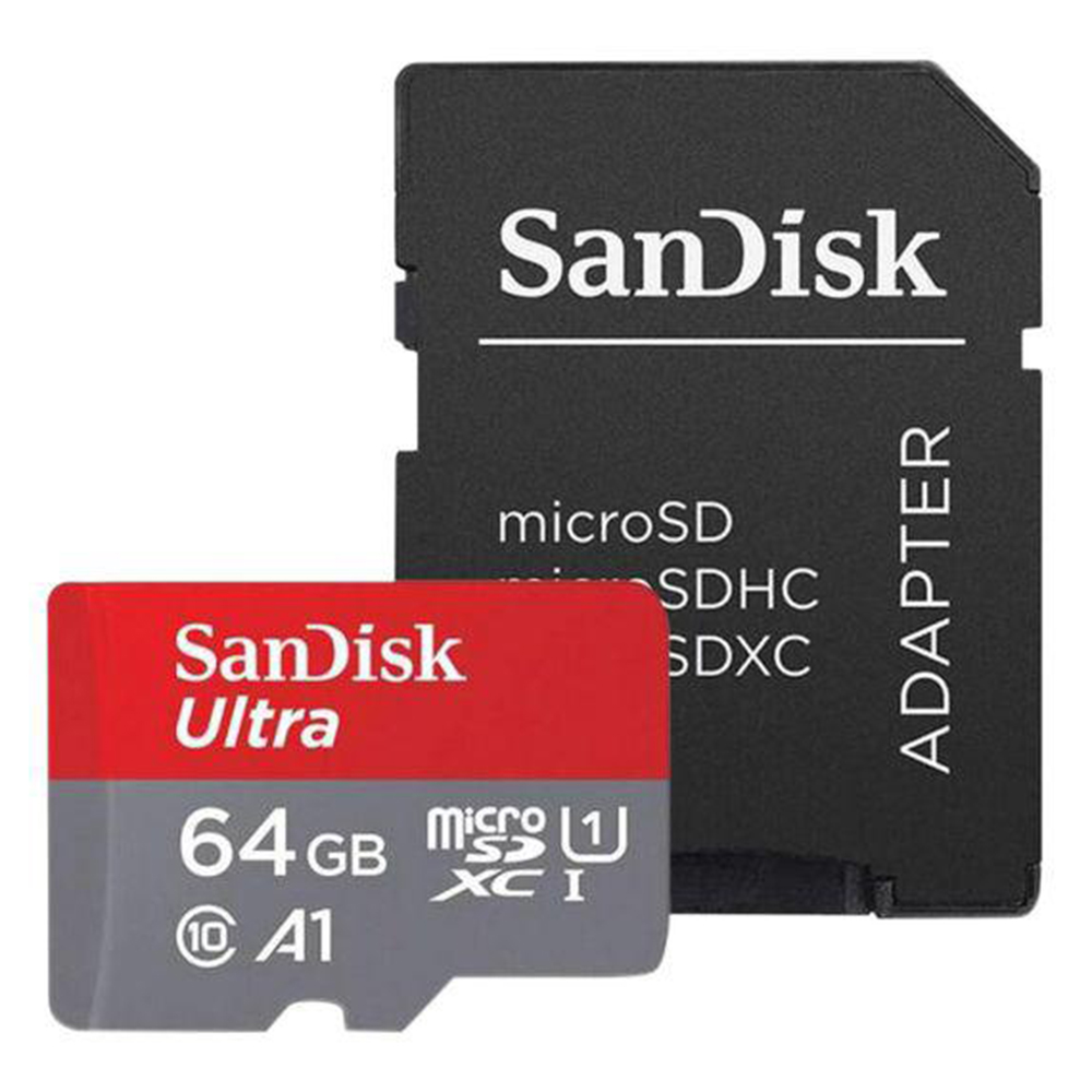 Карта с памет, 64GB, MicroSDXC - SanDisk (SDSQUAB-064G-GN6MA) - червен / сив
