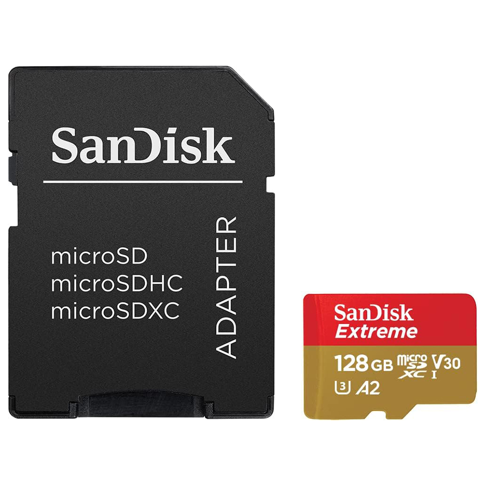 Карта с памет, 128GB, MicroSDXC - SanDisk Extreme (SDSQXAA-128G-GN6AA) - червена