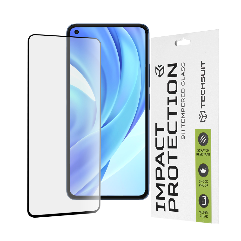 Калъф за Xiaomi Mi 11 Lite 4G / Mi 11 Lite 5G / 11 Lite 5G NE - Techsuit 111D Full Cover / Full Glue Glass - Черен