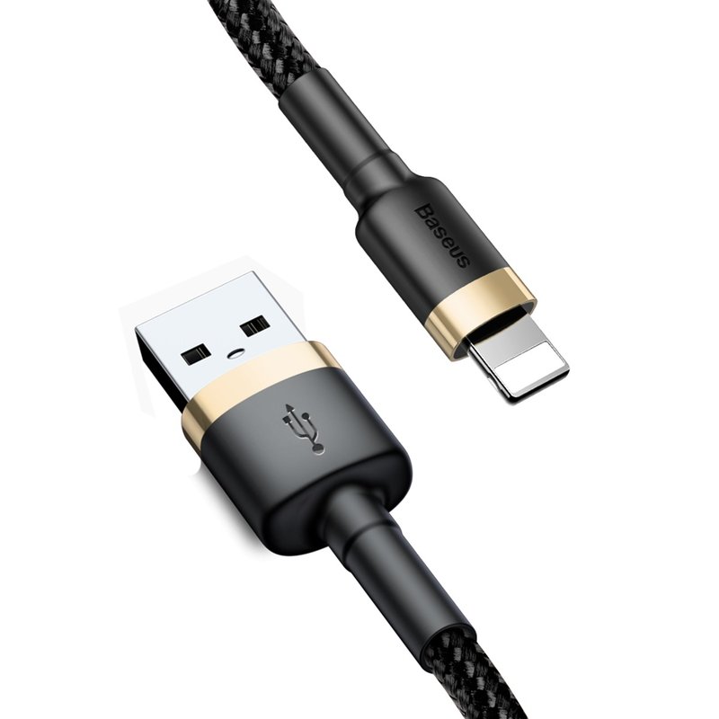 Кабел за данни USB към осветление 1,5 A, 2 м - Baseus Cafule (CALKLF-CV1) - златисто черен