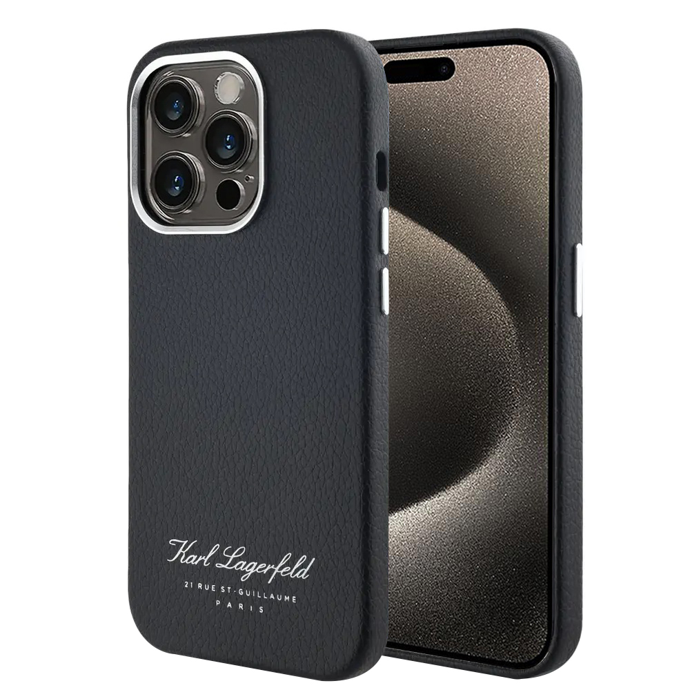Калъф за IPhone 15 Pro Max - Karl Lagerfeld Hardcase Leather Hotel (KLHCP15XPGWCMKKHK) - RSG