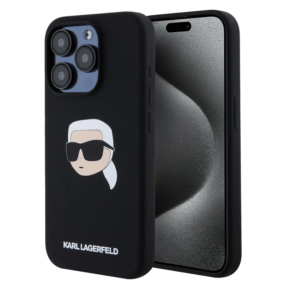 Калъф за iPhone 15 Pro Max - Karl Lagerfeld Silicone MagSafe (KLHMP15XSKHPPLK) - Karl`s Head