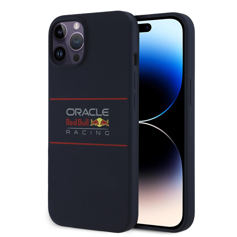 Калъф за iPhone 14 Pro - Червен Bull Racing Силиконов хоризонтално центрирано лого MagSafe (RBHMP14L24SIHSRV) - Синьо