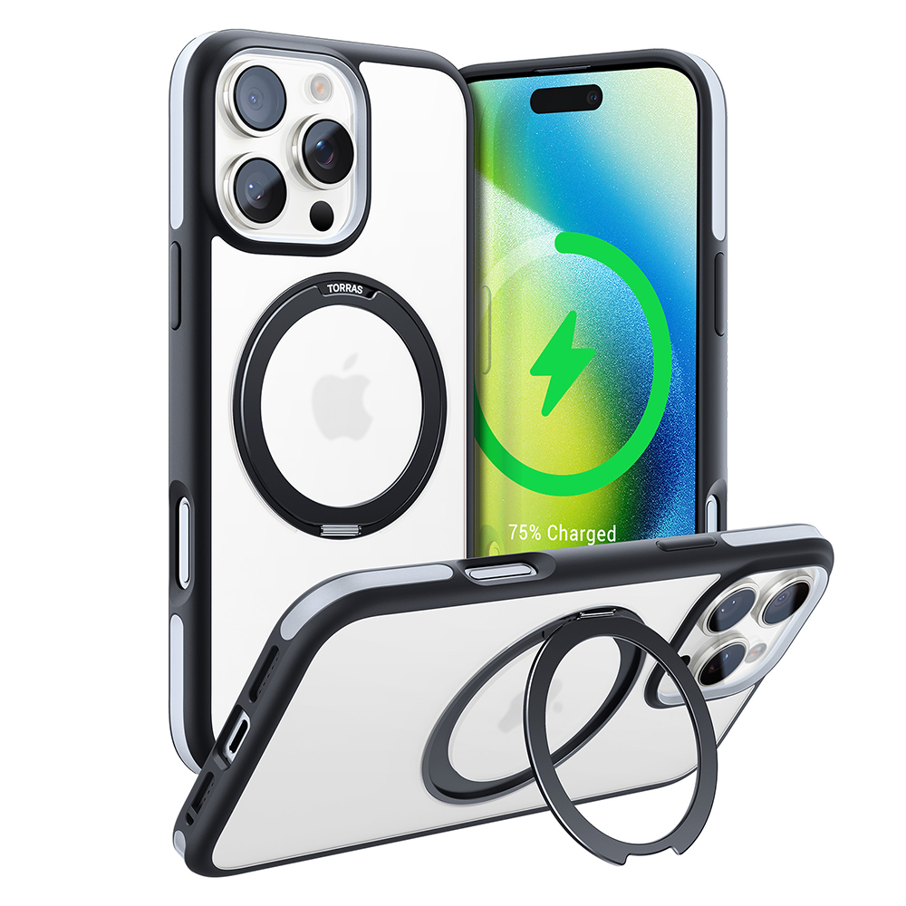 Калъф за iPhone 16 Pro - Torras Ostand R Fusion MagSafe Series - Черен