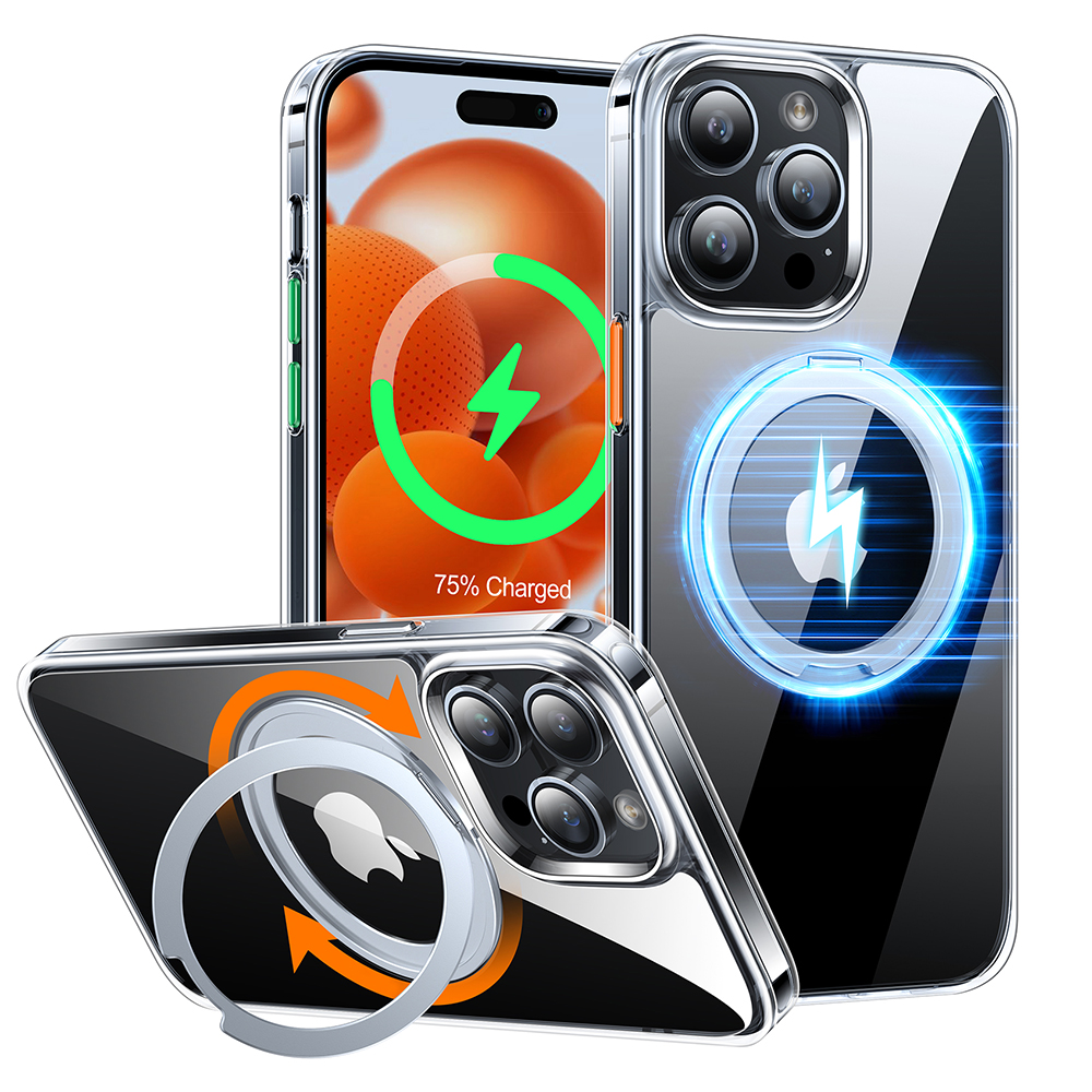 Калъф за iPhone 15 Pro Max - Torras Ostand Pro MagSafe Series - Прозрачен
