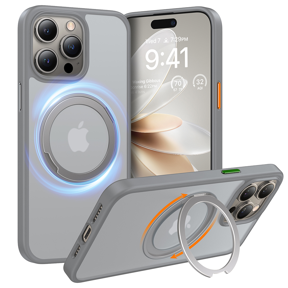 Калъф за iPhone 15 Pro Max - Torras Ostand Pro MagSafe Series - Титаниев Сив