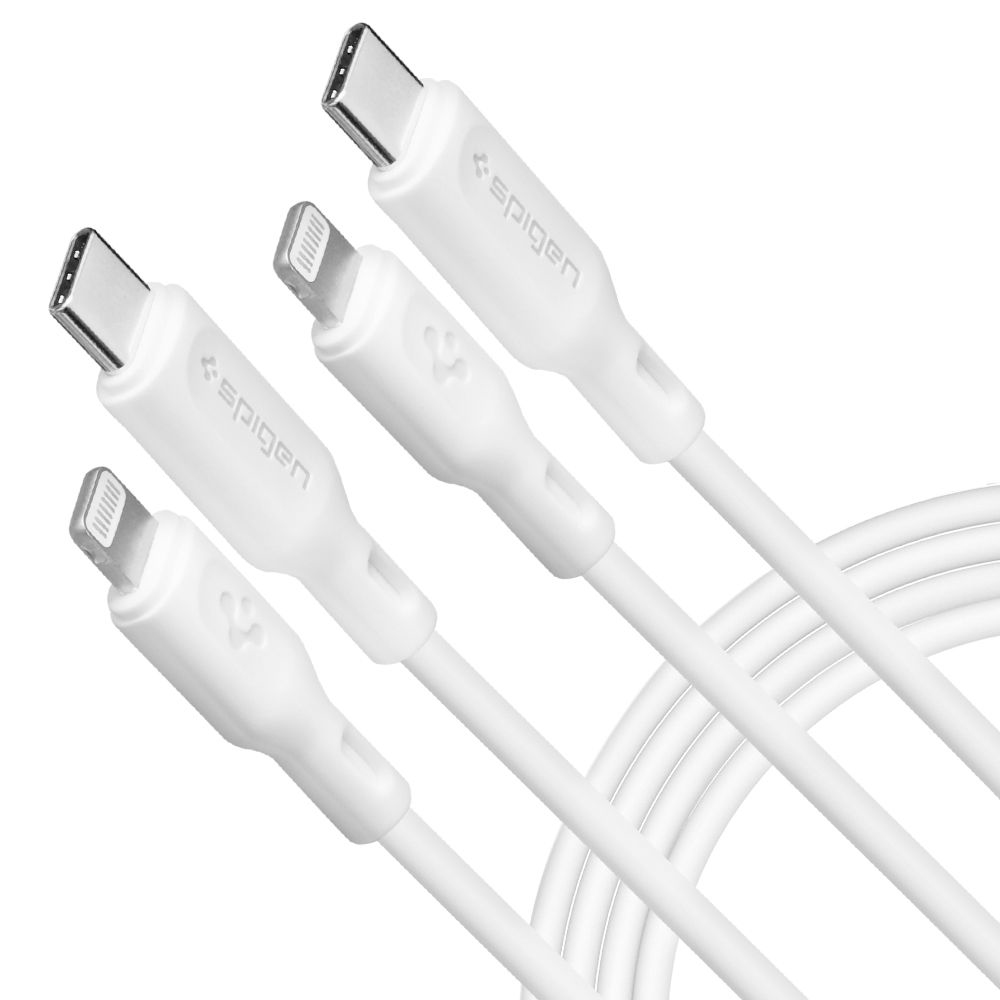 Кабел за зареждане Type-C към Lightning 1m - Spigen Durasync (комплект 2) - Бял