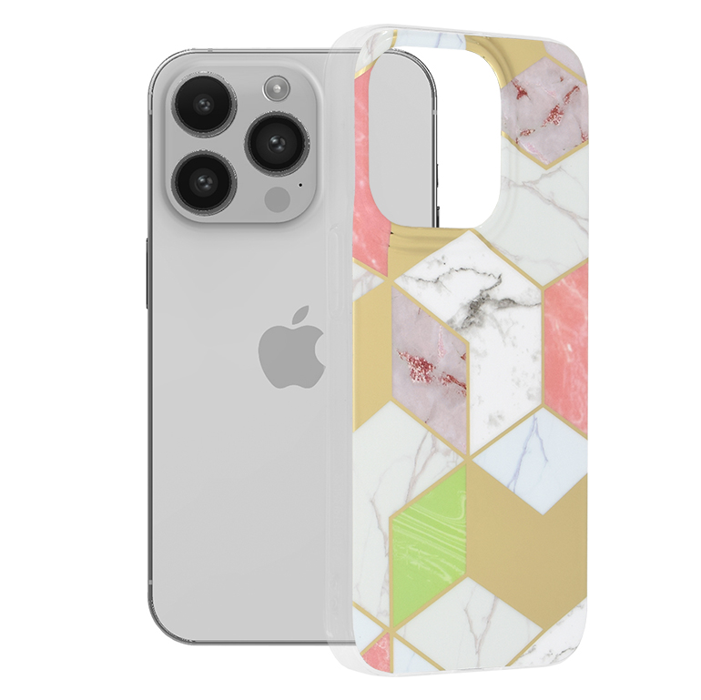 Калъф за iPhone 14 Pro - Techsuit Marble Series - Лилав Hex