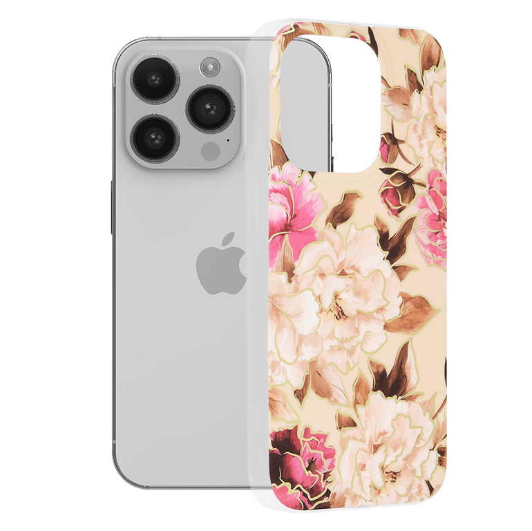 Калъф за iPhone 14 Pro - Techsuit Marble Series - Mary Berry Nude
