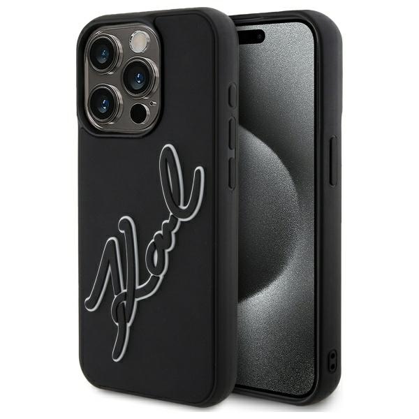 Калъф за iPhone 15 Pro - Karl Lagerfeld 3D Design (KLHCHCP15L3DR3DRKSDLK) - Гумен подпис