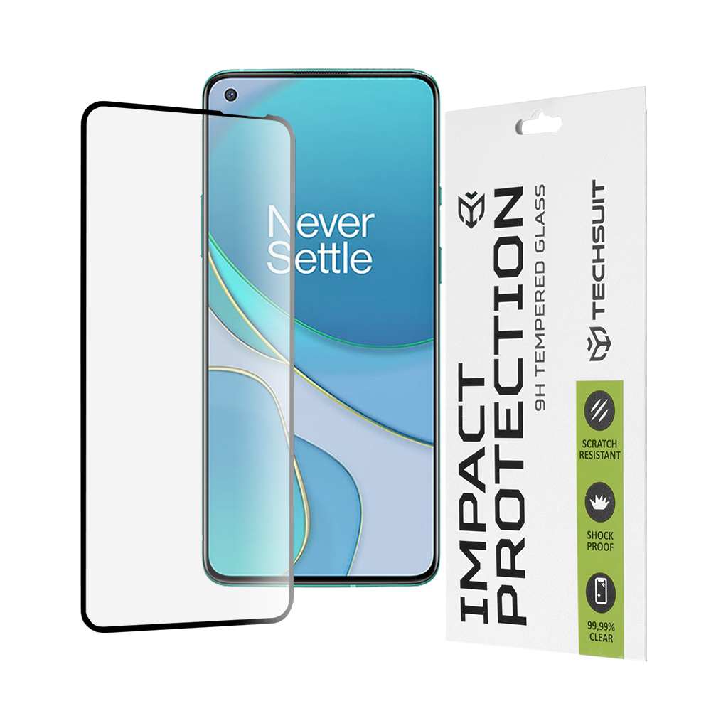 Фолио за OnePlus 8T - Techsuit 111D Full Cover / Full Glue Glass - черно
