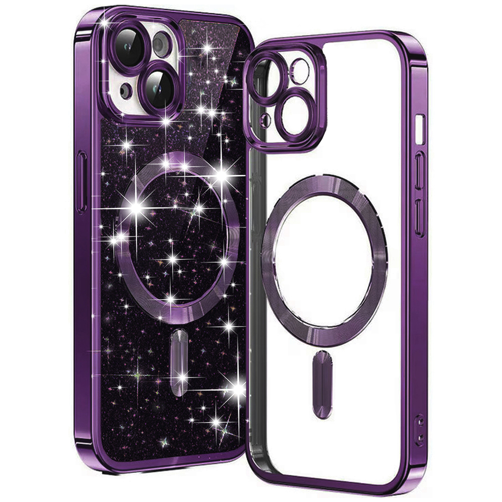 Калъф за iPhone 15 - Techsuit Luxury Glitter MagSafe - Deep Лилав