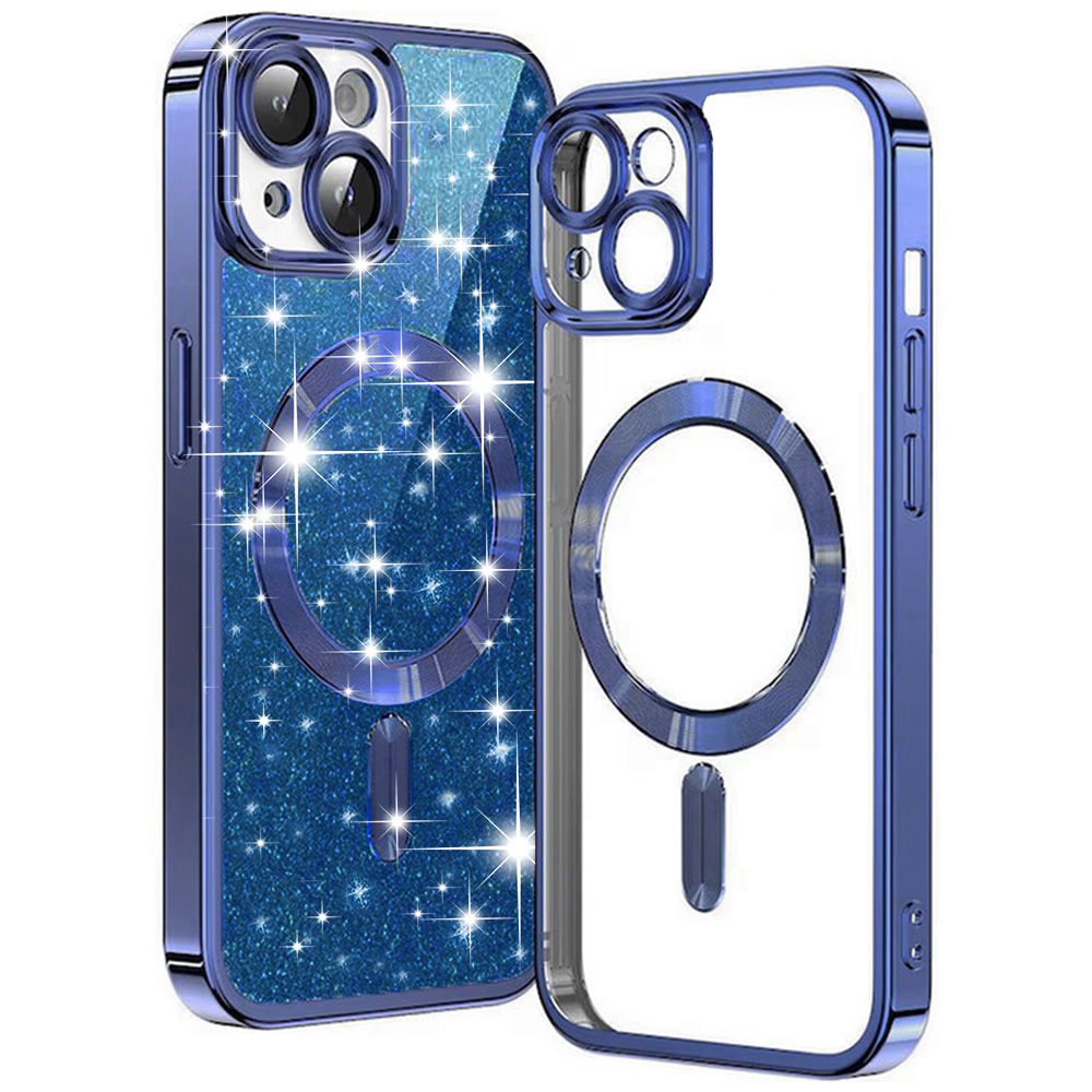 Калъф за iPhone 14 Plus - Techsuit Luxury Glitter MagSafe - Deep Син
