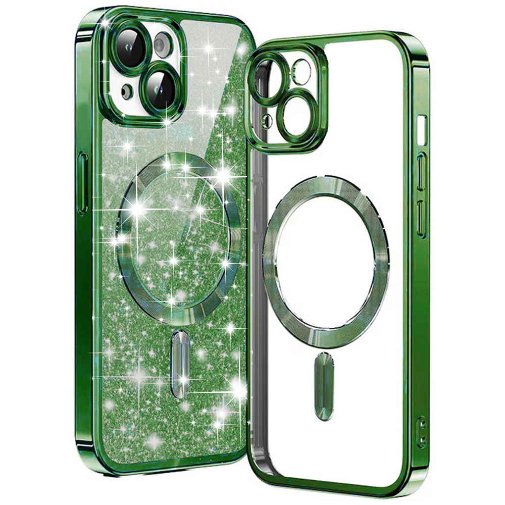 Калъф за iPhone 14 Plus - Techsuit Luxury Glitter MagSafe - Deep Зелен