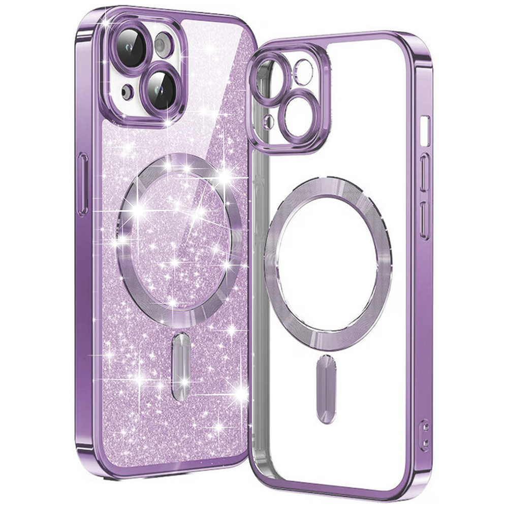 Калъф за iPhone 14 - Techsuit Luxury Glitter MagSafe - Светло лилав