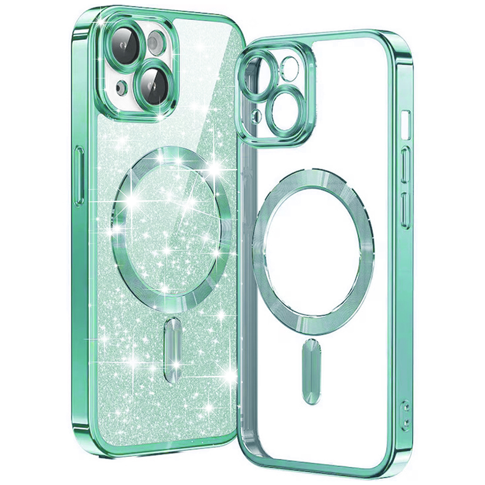 Калъф за iPhone 14 - Techsuit Luxury Glitter MagSafe - Светлозелен