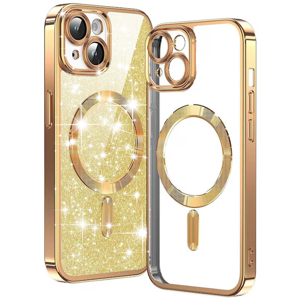 Калъф за iPhone 14 - Techsuit Luxury Glitter MagSafe - златен