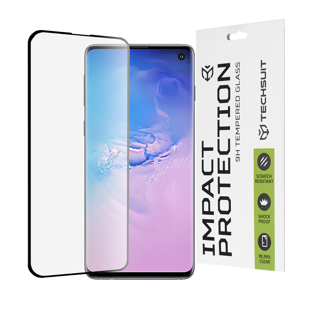 Калъф за Samsung Galaxy S10 4G - Techsuit 111D Full Cover / Full Glue Glass / 3D Curved Screen - Черен