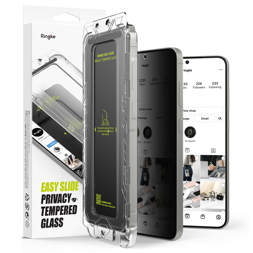 Капак за Samsung Galaxy S24 / S25 (комплект 2) - Ringke Easy Slide Privacy Tempered Glass - Черен