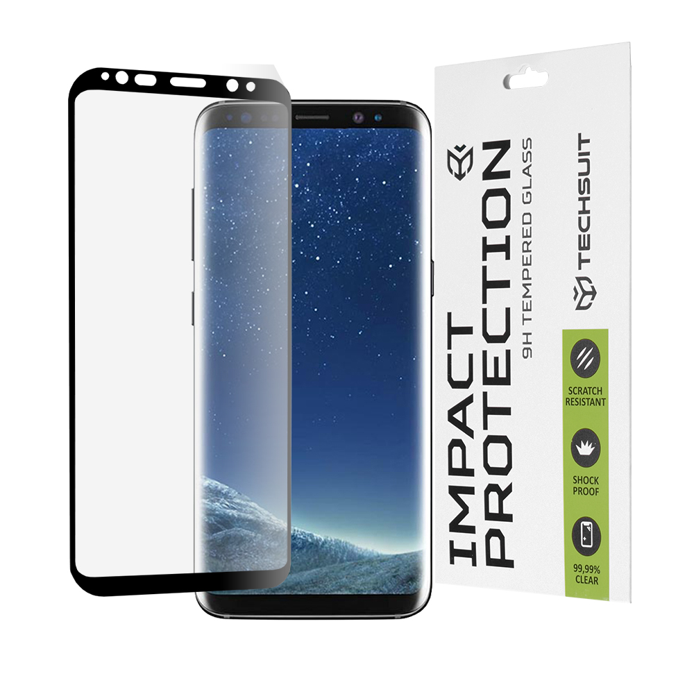 Капак за Samsung Galaxy S8 - Techsuit 111D Full Cover / Full Glue Glass / 3D Curved Screen - Черен