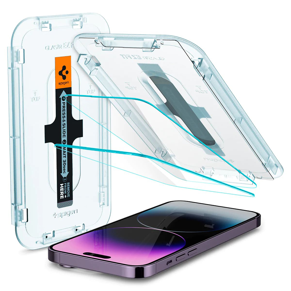 Калъф за iPhone 14 Pro Max (комплект от 2) - Spigen Glas.tR EZ FIT (AGL05202) - Прозрачен