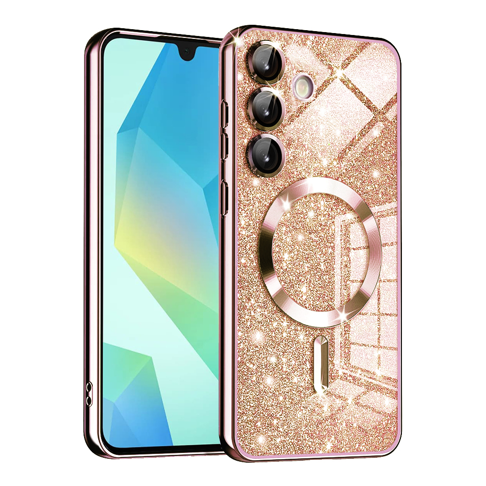 Калъф за Samsung Galaxy A16 4G / A16 5G - Techsuit Luxury Glitter MagSafe - Розово злато