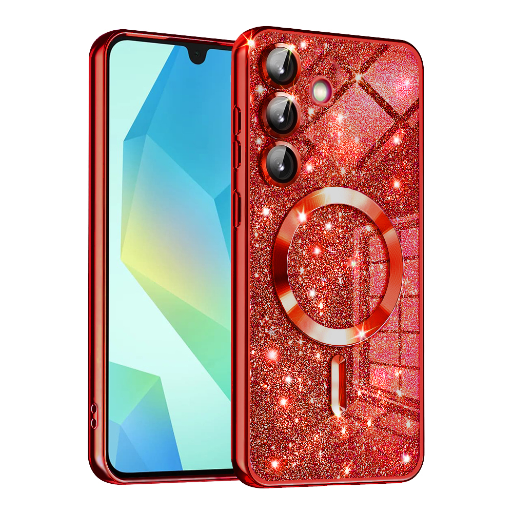 Калъф за Samsung Galaxy A16 4G / A16 5G - Techsuit Luxury Glitter MagSafe - Червен