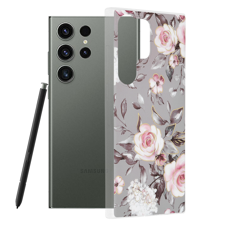 Калъф за Samsung Galaxy S23 Ultra - Techsuit Marble Series - Bloom of Ruth Сив
