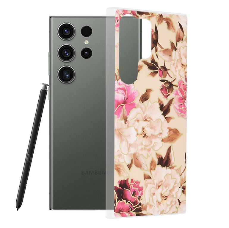 Калъф за Samsung Galaxy S23 Ultra - Techsuit Marble Series - Mary Berry Nude