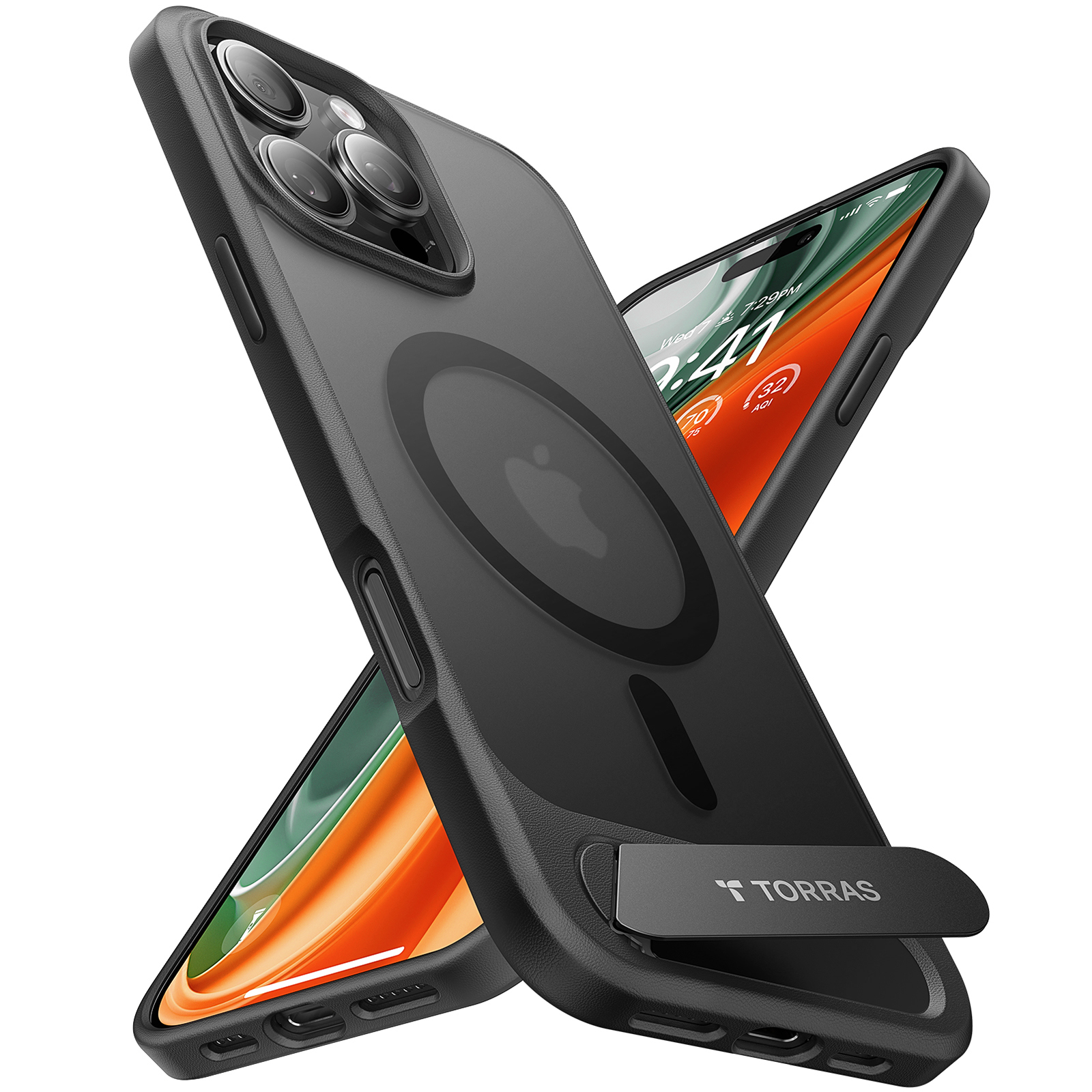 Калъф за iPhone 16 Pro Max - Torras Pstand MagSafe - Черен