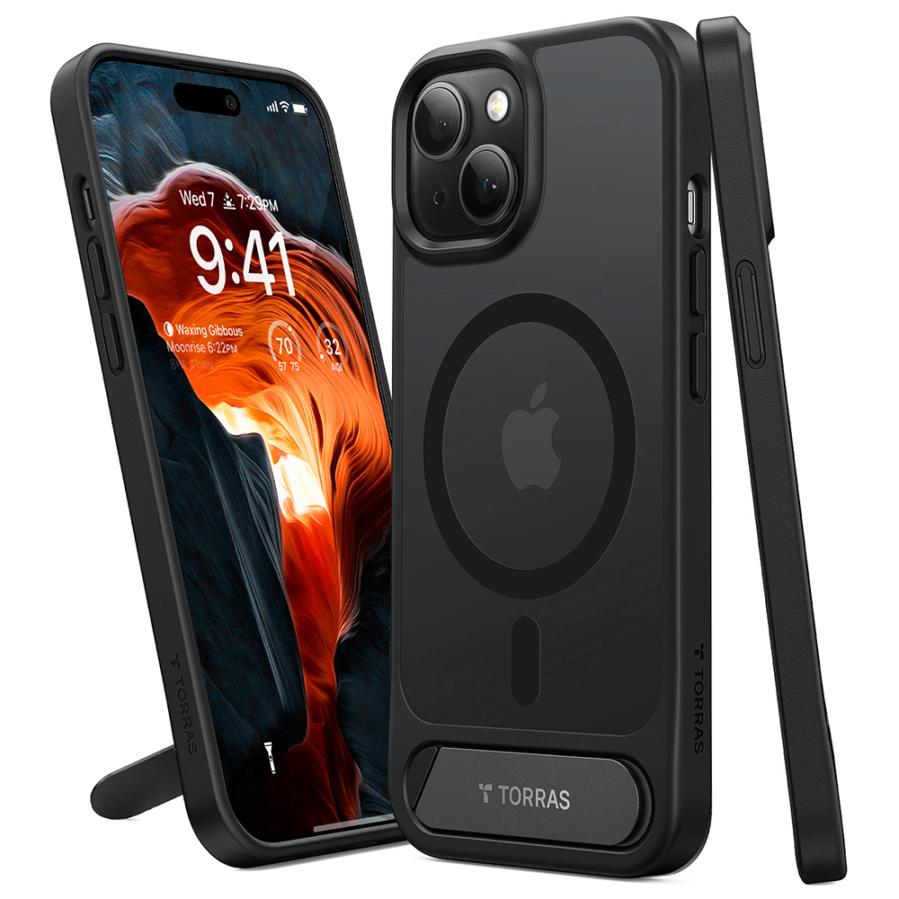 Калъф за iPhone 15 - Torras Pstand MagSafe - Черен