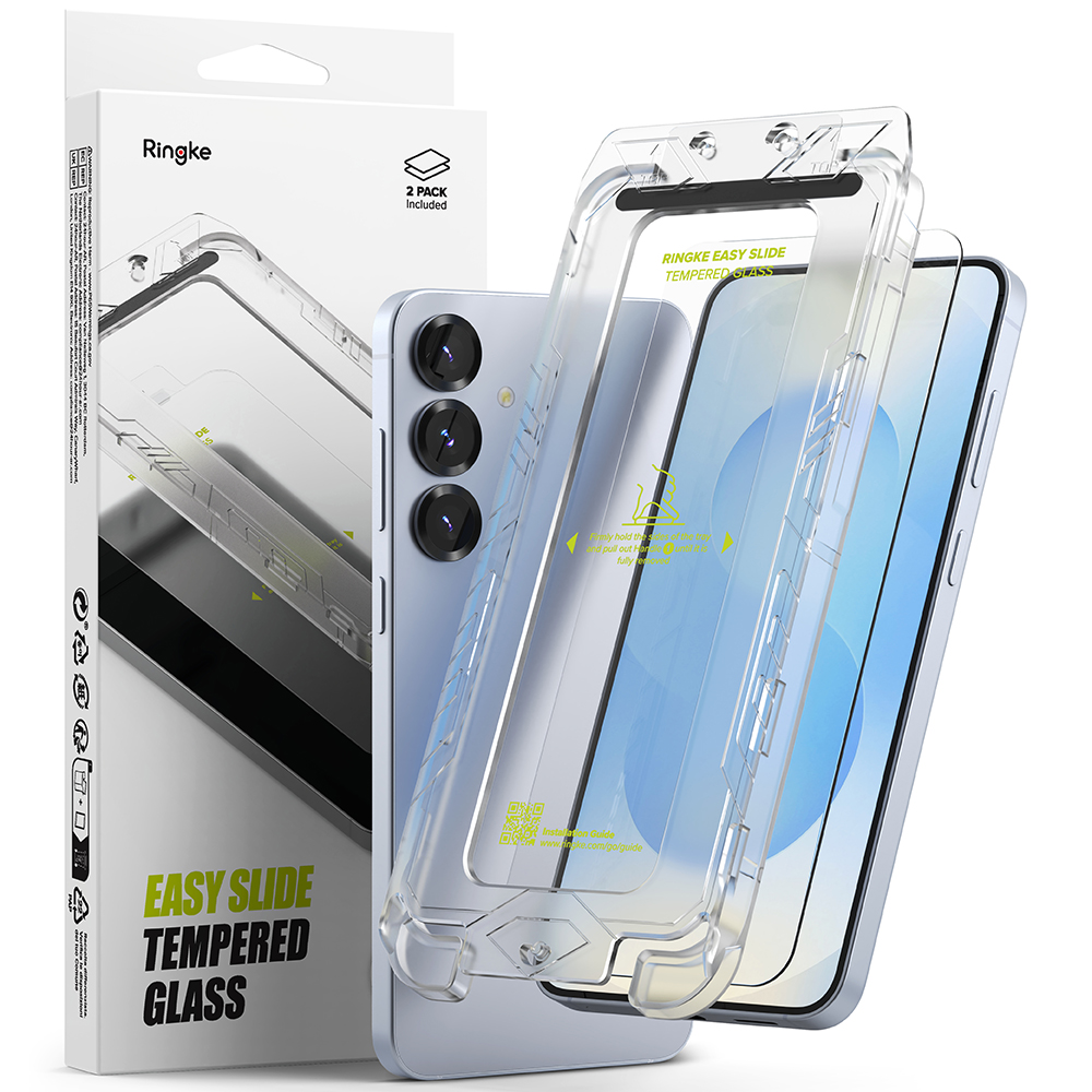 Калъф за Samsung Galaxy S25 Plus (комплект от 2) - Ringke Easy Slide Tempered Glass - Прозрачен