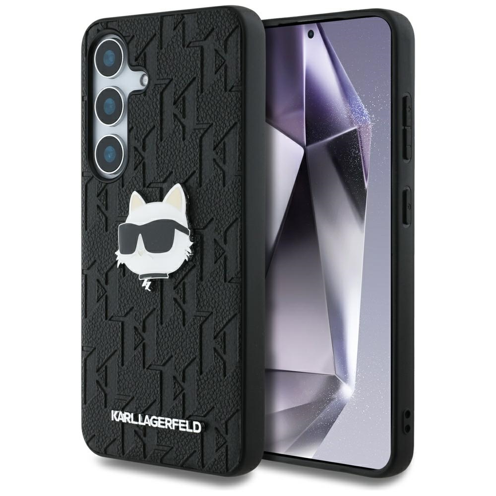 Калъф за Samsung Galaxy S25 - твърд калъф Karl Lagerfeld Monogram Leather (KLHCHCS25SPGKLCHPK) - Choupette Head Pin