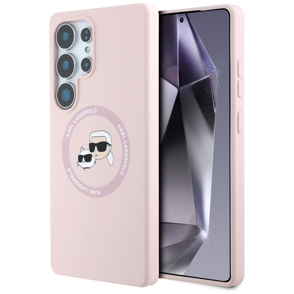Чантичка за Samsung Galaxy S25 Ultra - Karl Lagerfeld Silicone Double Heads MagSafe (KLHMS25LSKKCHTCP) - Розова