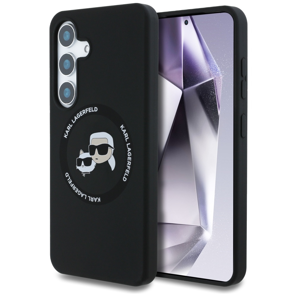Калъф за Samsung Galaxy S25 Plus - Karl Lagerfeld Silicone Double Heads MagSafe (KLHMS25MSKKCHTCK) - Черен