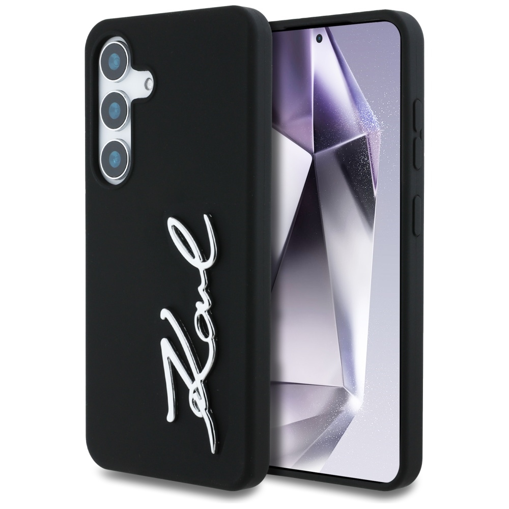 Калъф за Samsung Galaxy S25 - Karl Lagerfeld Silicone Sign Metal Logo (KLHCHCS25SSCMSMVK) - Черен
