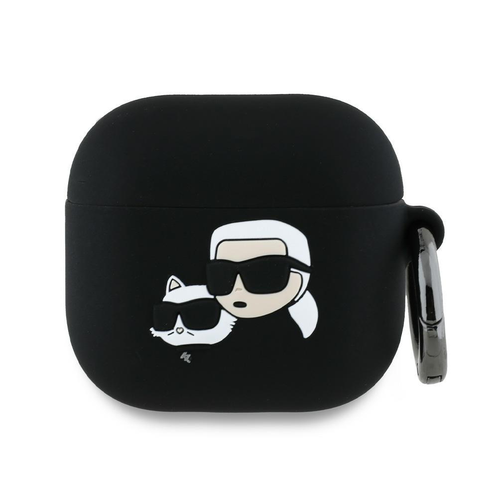 Калъф за Apple AirPods 4 - Karl Lagerfeld Silicone Karl&Chaupette Head 3D (KLA4RUNKCHK) - Черен