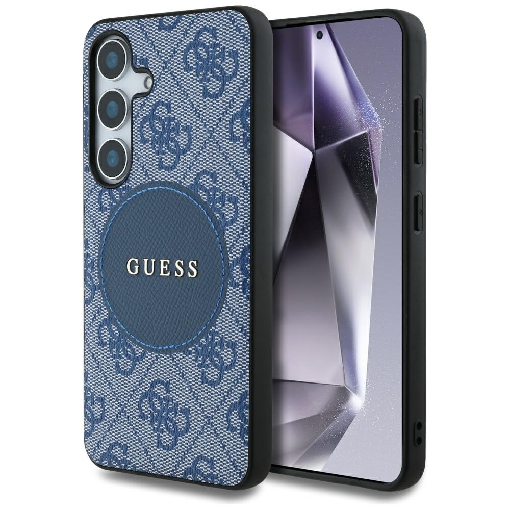 Калъф за Samsung Galaxy S25 - Guess 4G Circle Classic Classic Logo MagSafe (GUHMS25SP4PGRSGB) - Син