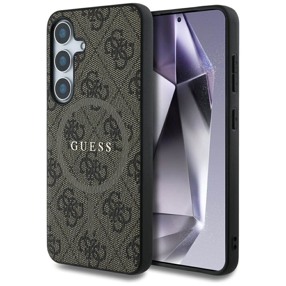 Чантичка за Samsung Galaxy S25 - Guess 4G Ring Classic Logo MagSafe (GUHMS25SG4GFRW) - кафява