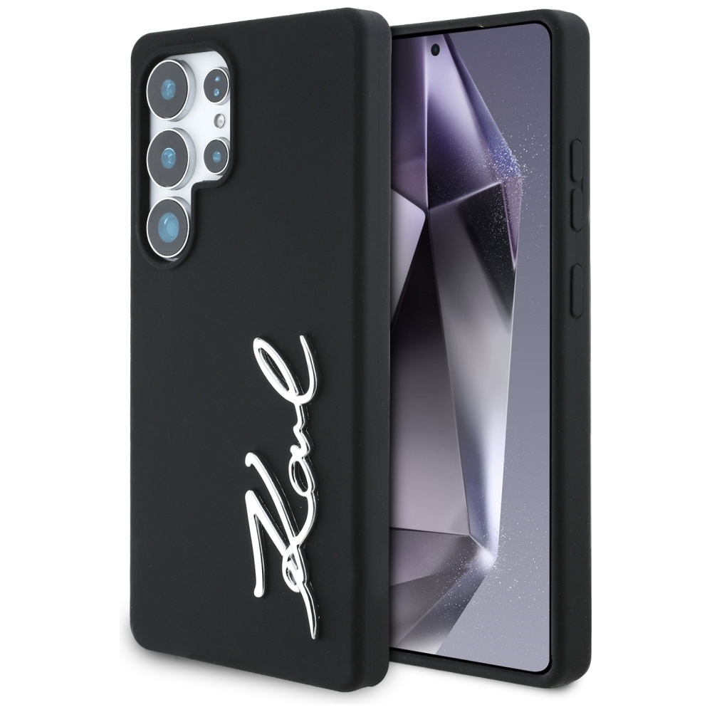 Калъф за Samsung Galaxy S25 Ultra - Karl Lagerfeld Silicone Sign Metal Logo (KLHCHCS25LSCMSMVVK) - Черен