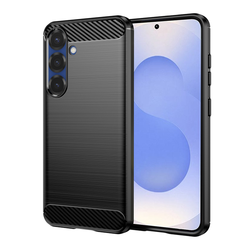 Калъф за Samsung Galaxy S25 - Techsuit Carbon Silicone - Черен