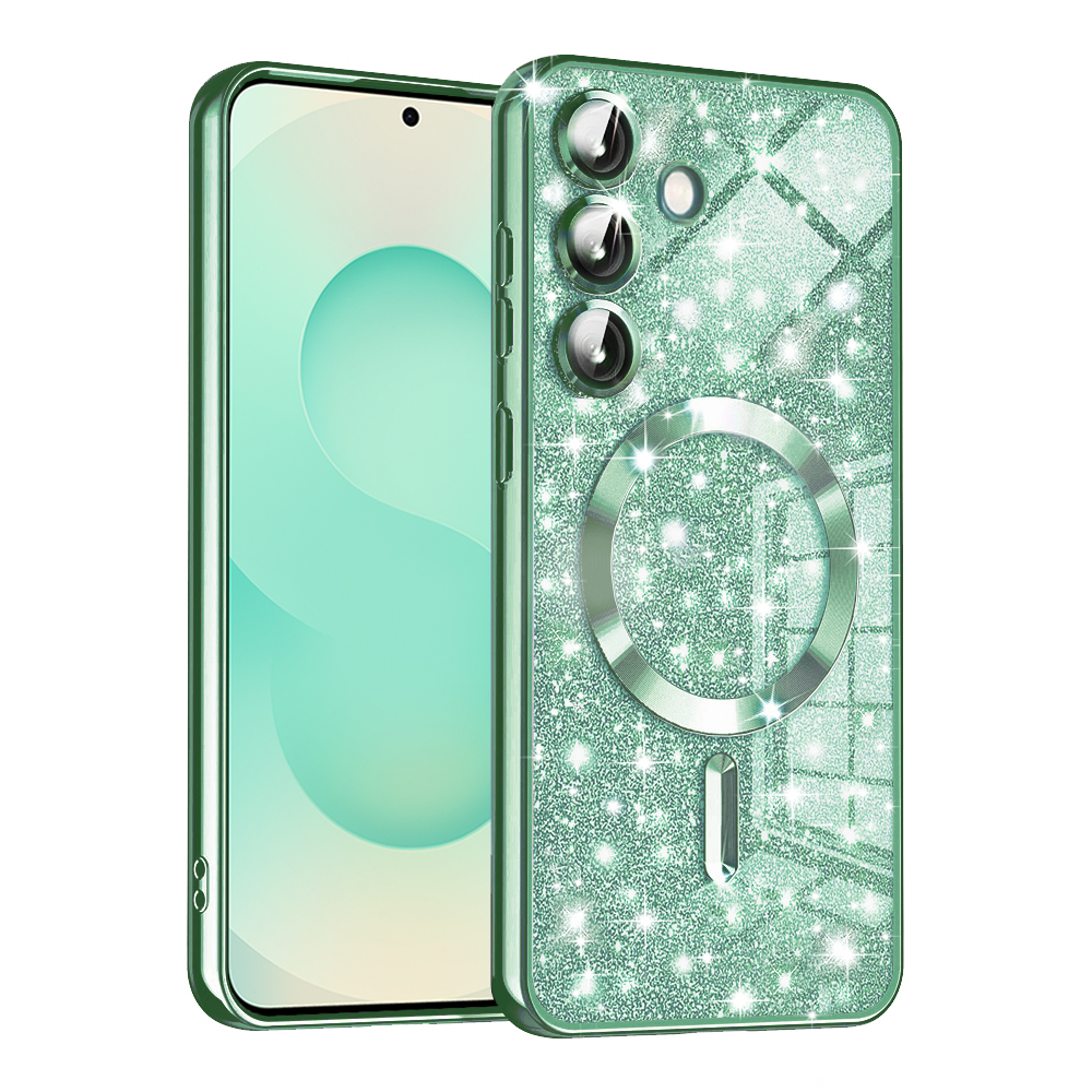 Калъф за Samsung Galaxy S25 Plus - Techsuit Luxury Glitter MagSafe - Светлозелен